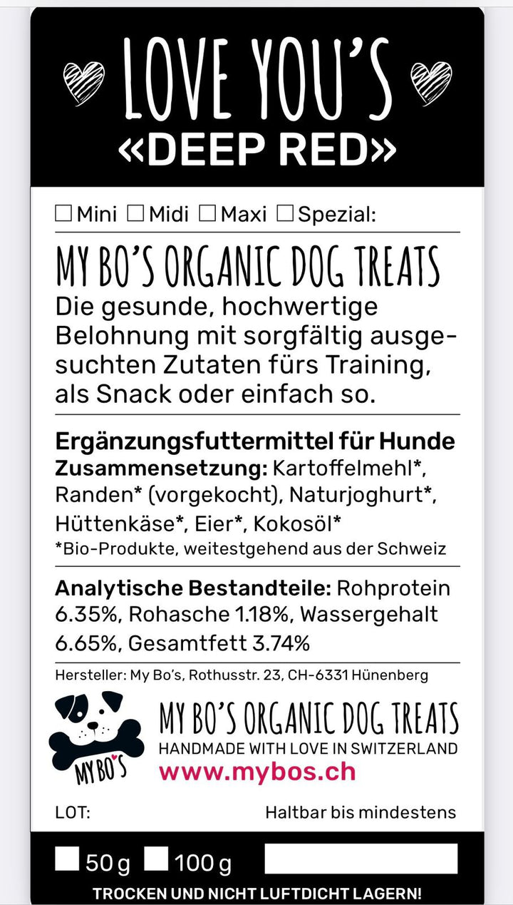 gefülltes Herz (100gr Herzen / Deep Red)