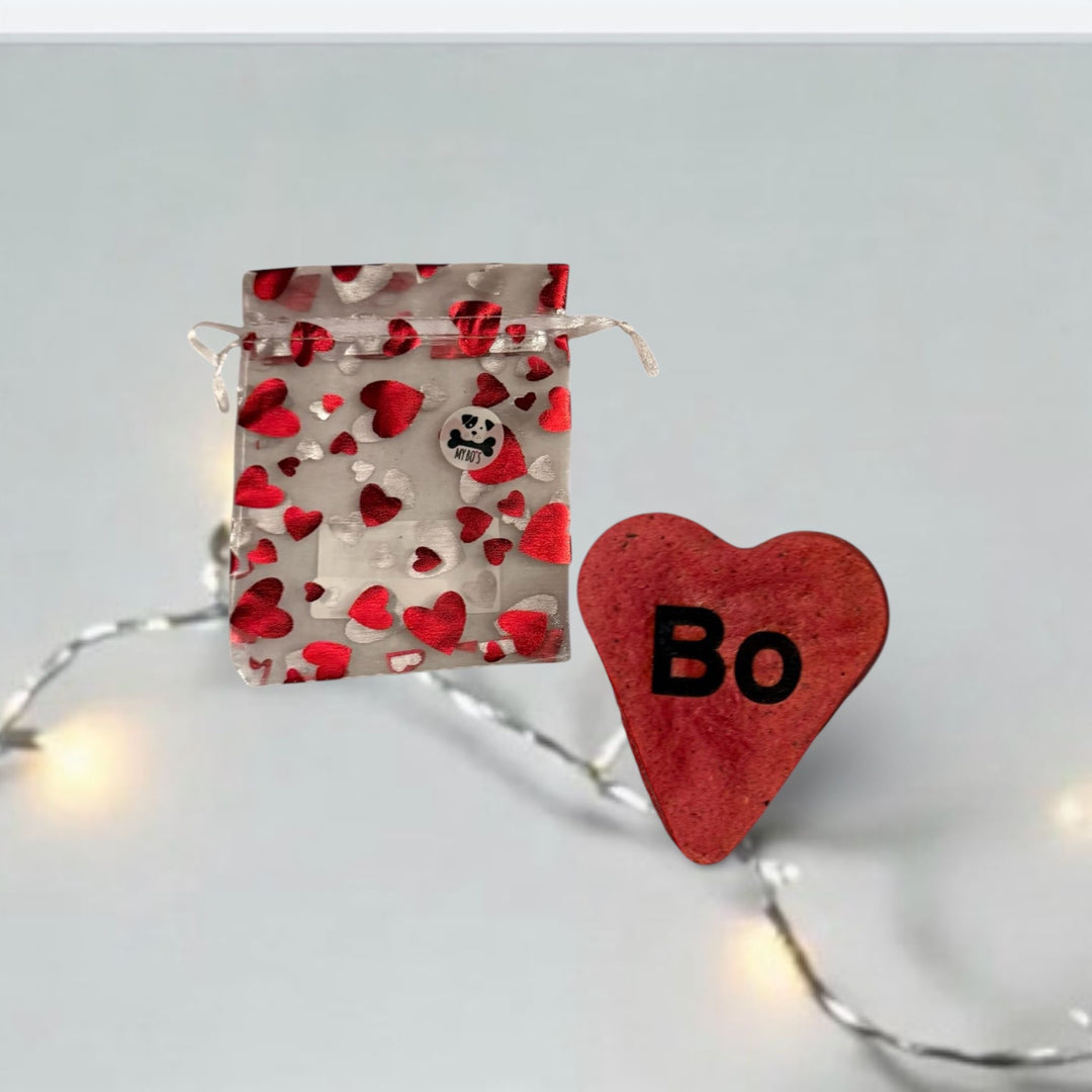 grosses personalisiertes Herz ♥️ im Valentinsorganzasäckchen